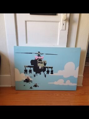 Banksy "Happy Choppers" Graffiti Art Print On Canvas
